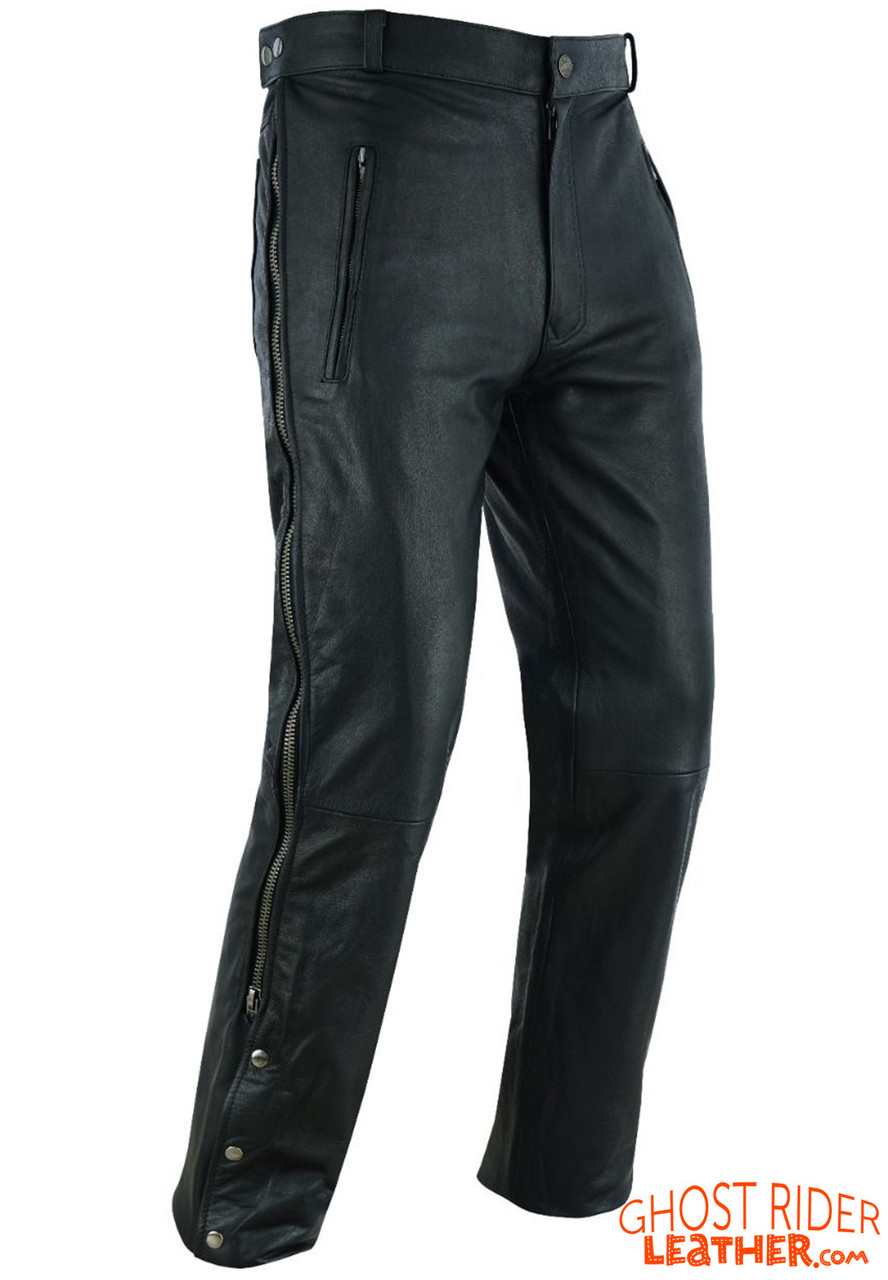 chapuri　1001 Leather Chap Pants - Men's - Zipper Pockets - Motorcycle - C1001-11-DL