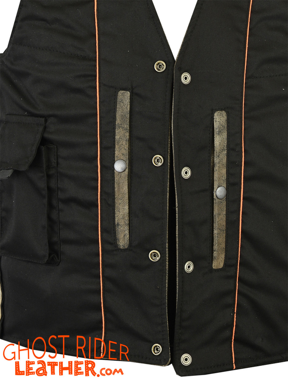 Leather Motorcycle Vest - Men's - Antique Brown - Up To Size 8XL