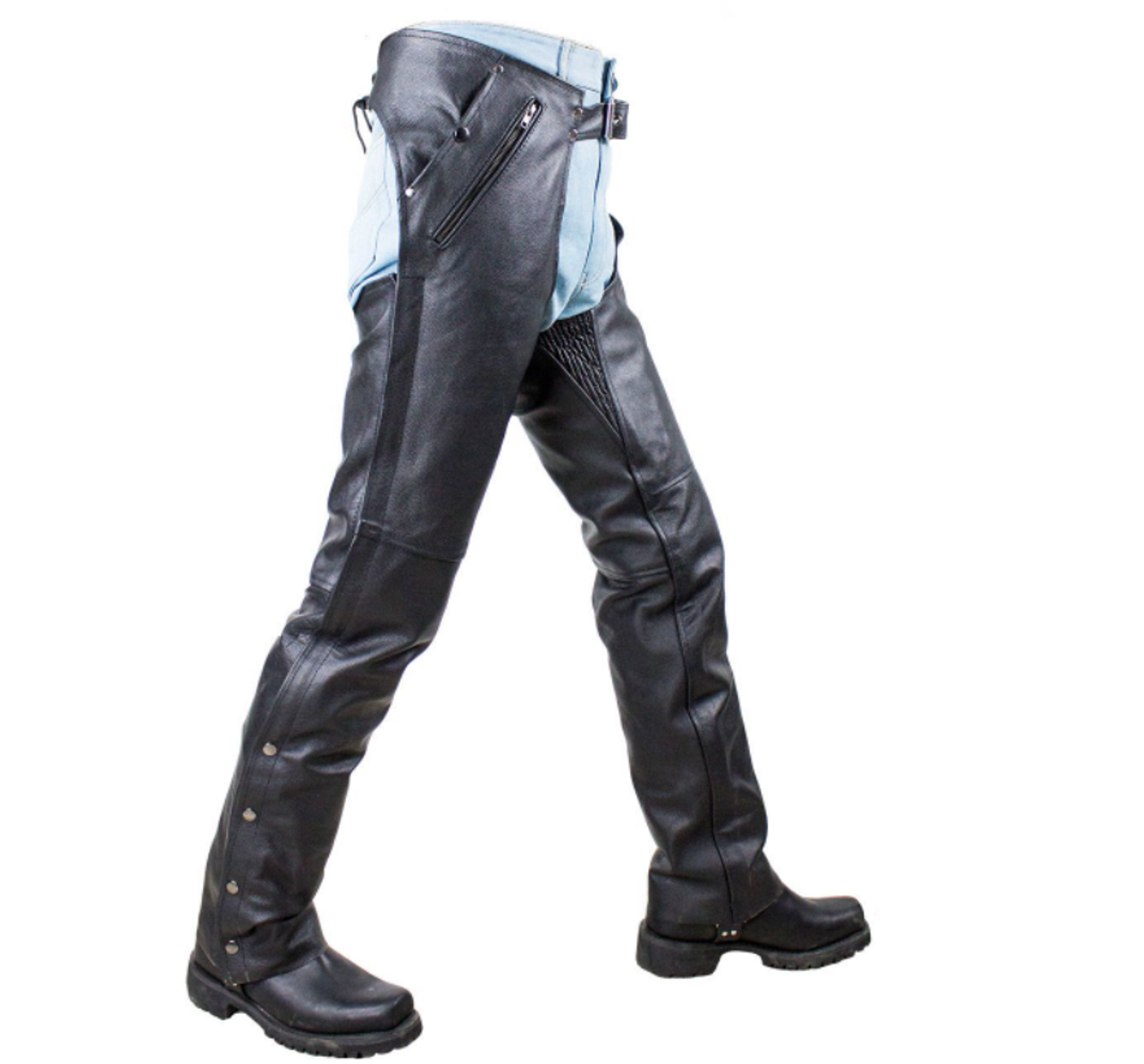 Vented Leather Chaps w/Pockets & Stretch Thigh - Maker of Jacket