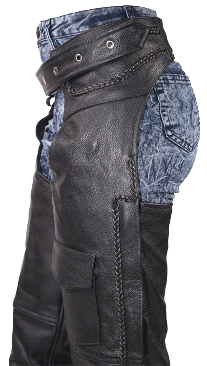 Leather Assless Chaps - Braid Design 