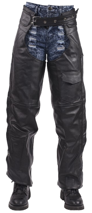Leather Assless Chaps - Braid Design 