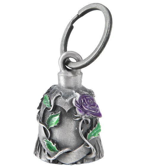 Motorcycle Ride Bell - 3D - Purple Rose - Entwined Heart -Spirit