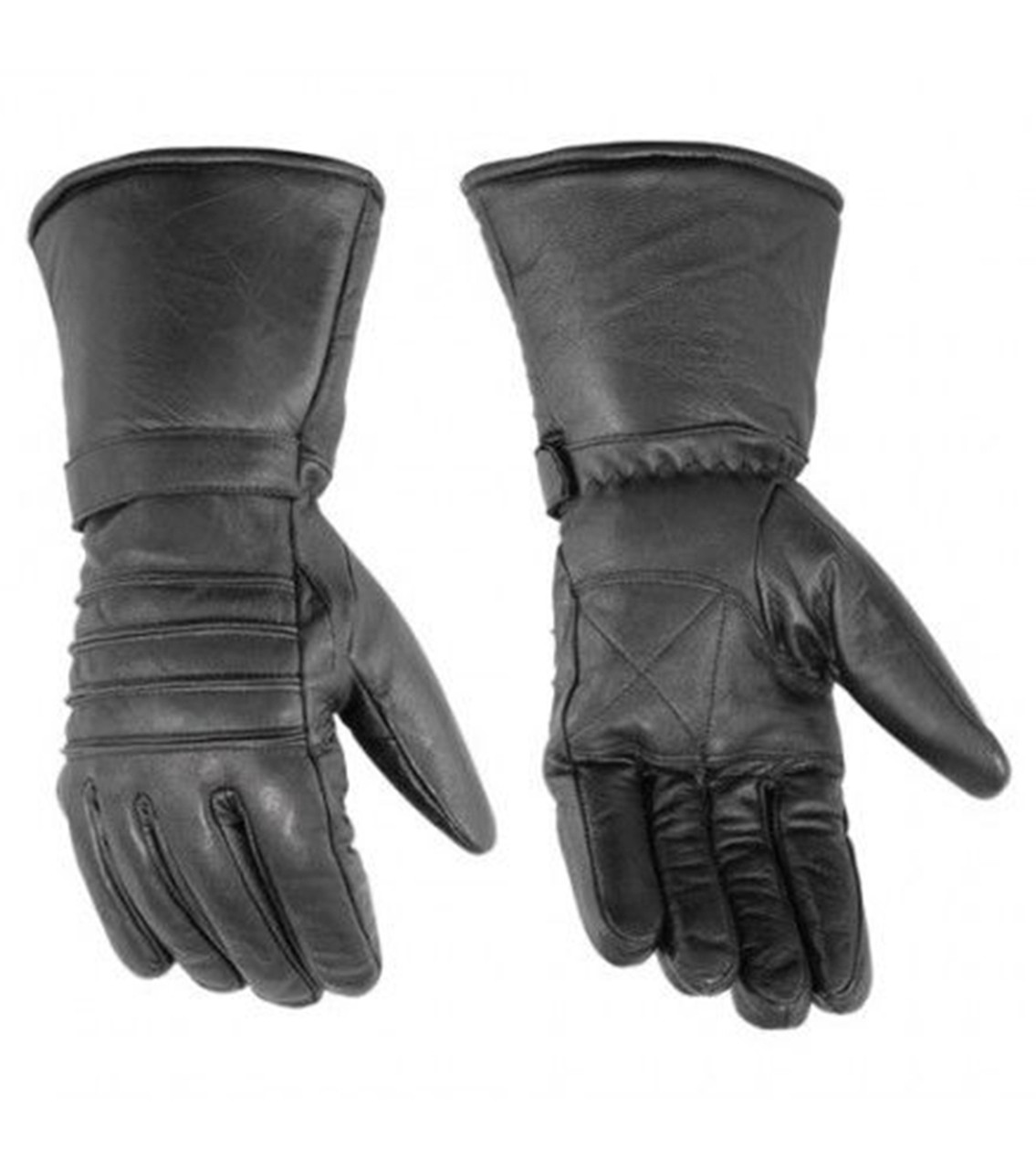 Leather Motorcycle Gloves - Men's - Cold Weather Gauntlet - Biker - DS41-DS