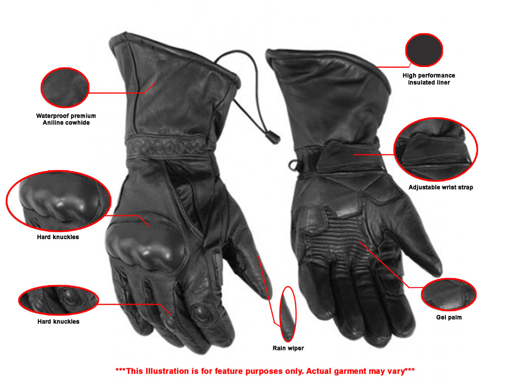 Open Road Men's Armored Gauntlet Leather Motorcycle Gloves main image 1