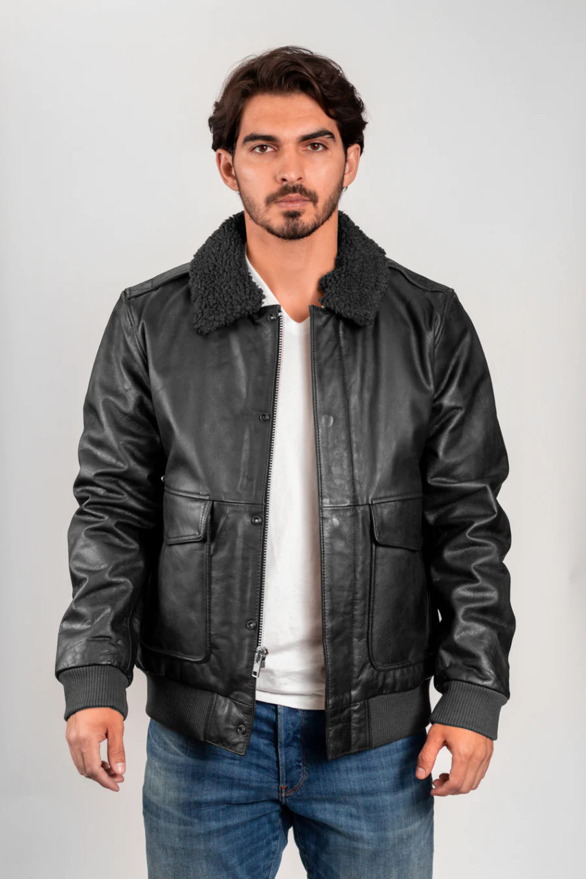 COMSTOCK☆羊革☆肉厚☆leather bomber jacket - レザージャケット