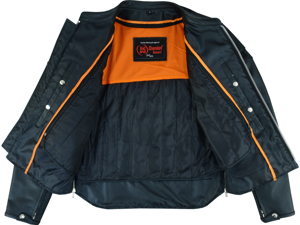 Leather Motorcycle Jacket - Men's - Black - Up To Size 8XL - Full