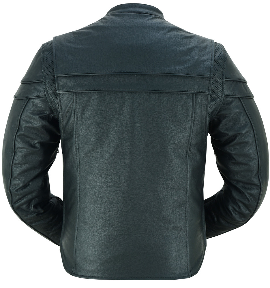 Leather Motorcycle Jacket - Men's - Black - Up To Size 8XL - Full