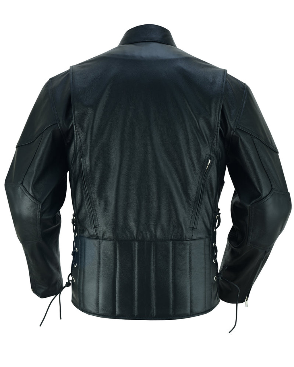 Leather Motorcycle Jacket - Men's - Black - Up To 8XL