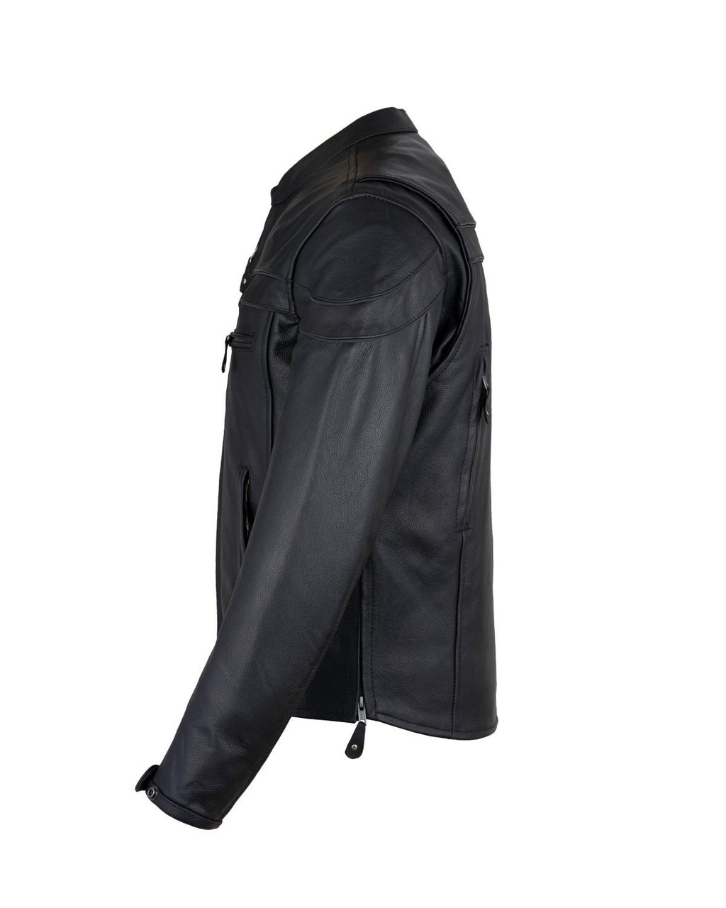 Leather Motorcycle Jacket - Men's - Concealed Carry Pockets