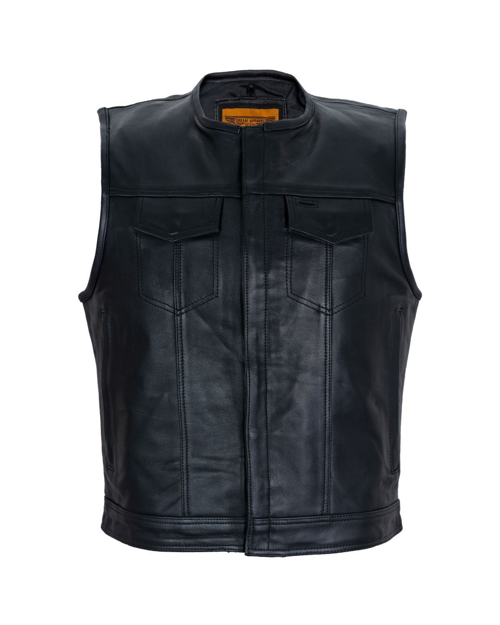 Leather Vest - Men's - Motorcycle Club - Up To 64 - MV68007-ZIP-88-DL