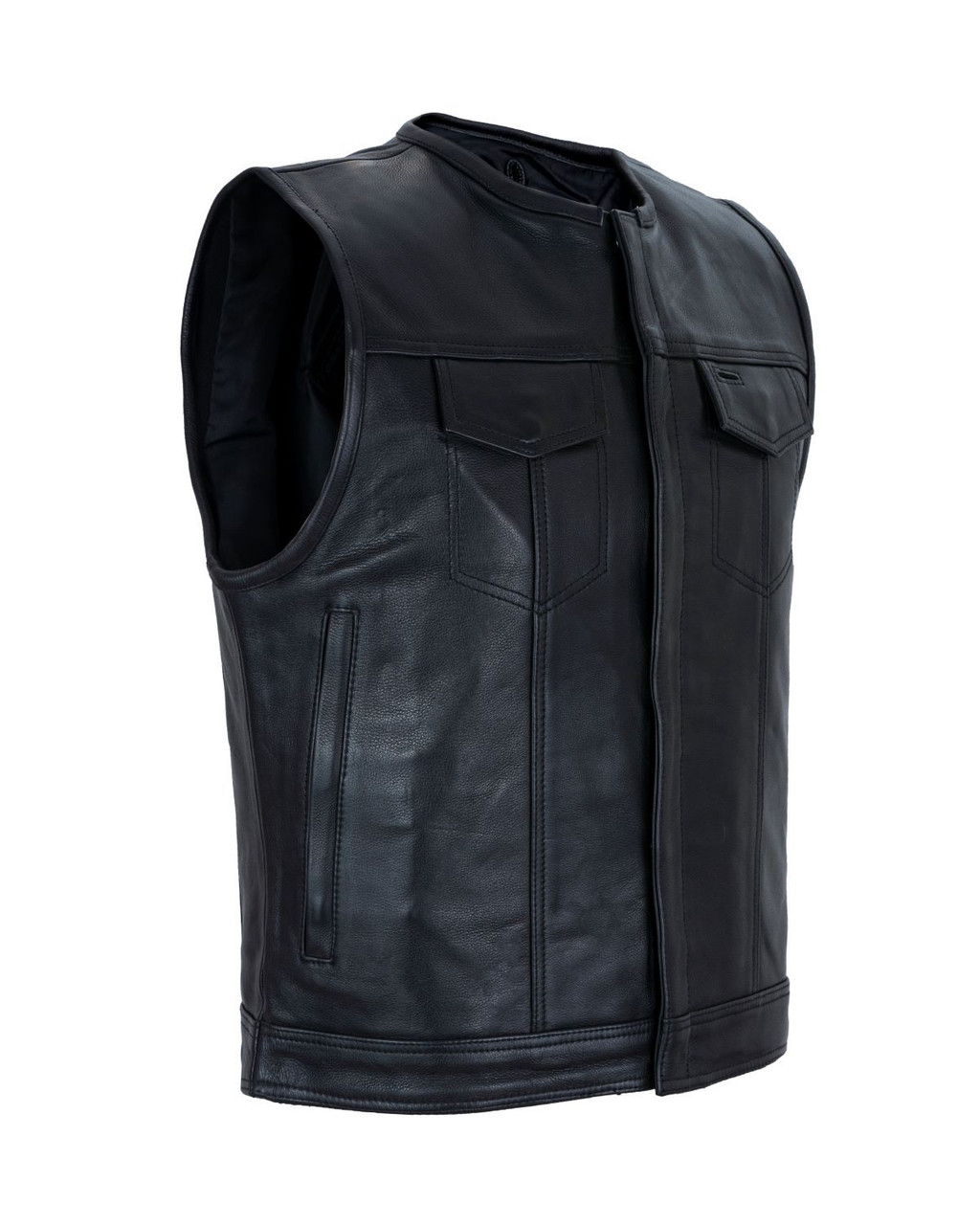Leather Vest - Men's - Motorcycle Club - Up To 64 - MV68007-ZIP-88-DL