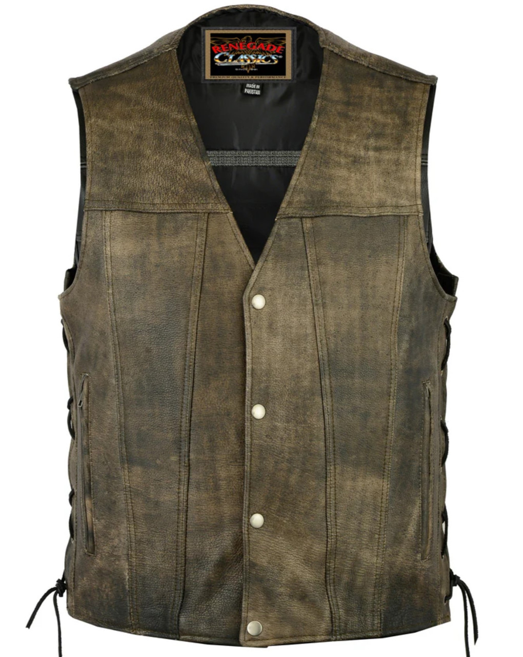 Leather Vest - Men's - Antique Brown - Up to Size 8XL - Antique