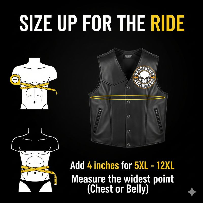 Leather Vest - Men's - Motorcycle Club - Up To 12XL - PICK-RC