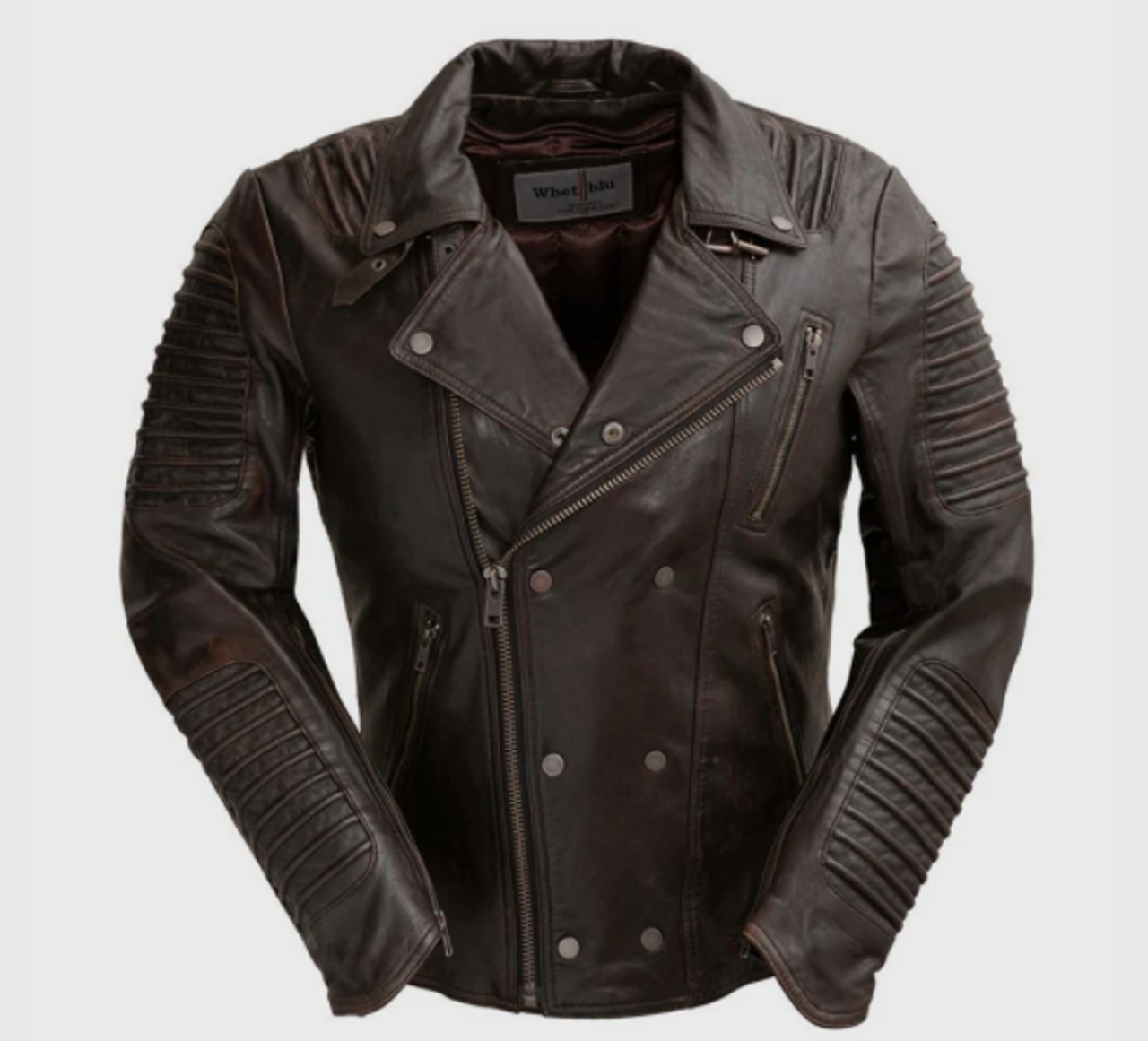 Leather Fashion Biker - - - Jacket - Six Brooklyn Colors Men\'s WBM2806-FM