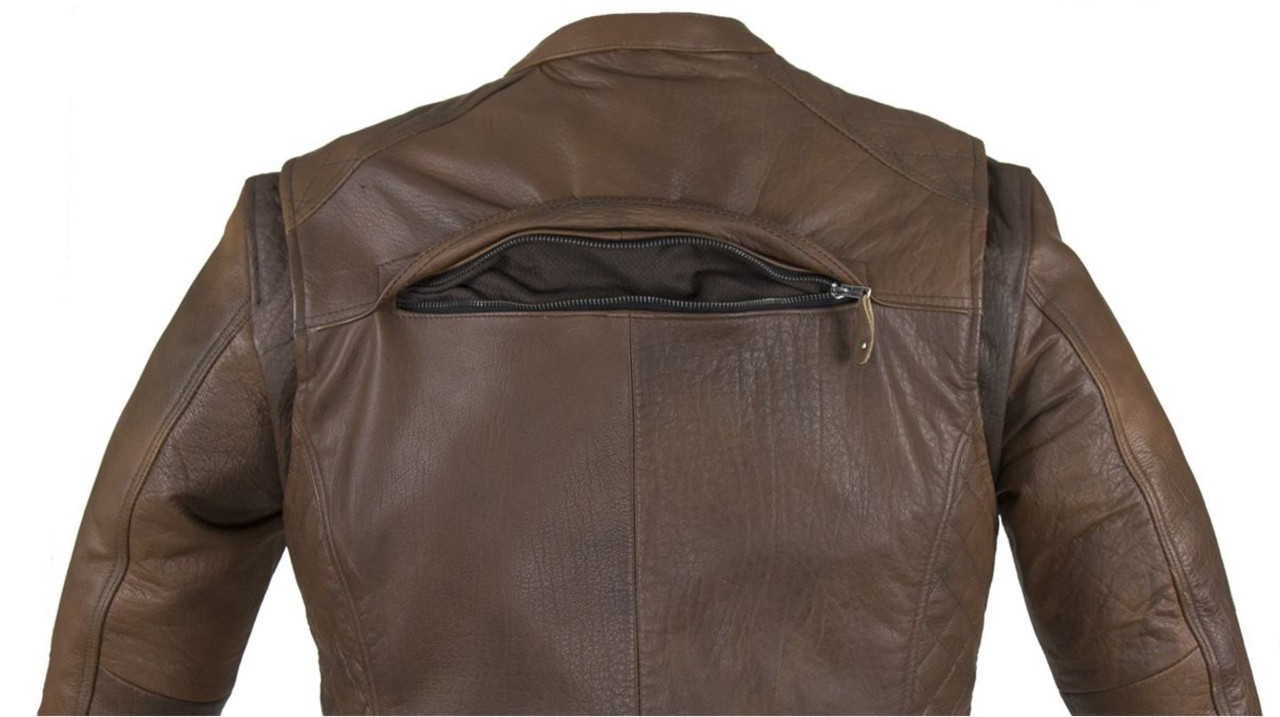 Leather Motorcycle Racer Jacket - Men's - Cool Diamond Pattern