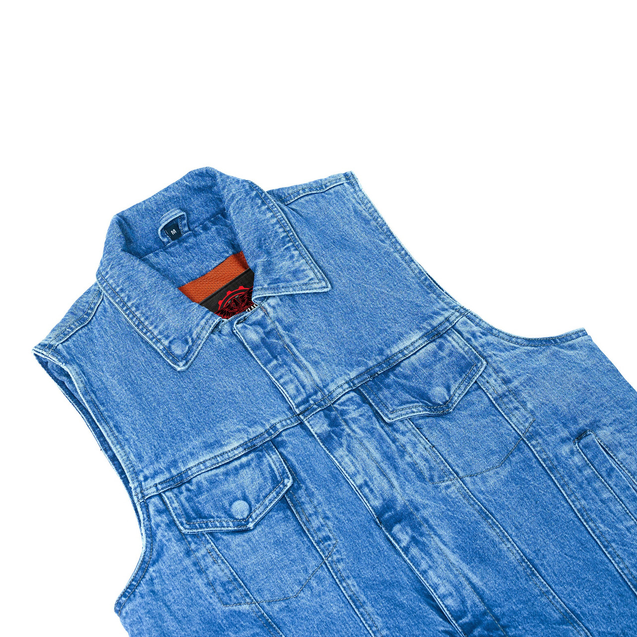 Blue Denim Motorcycle Vest - Men's - Up To 6XL - Thunder Jack