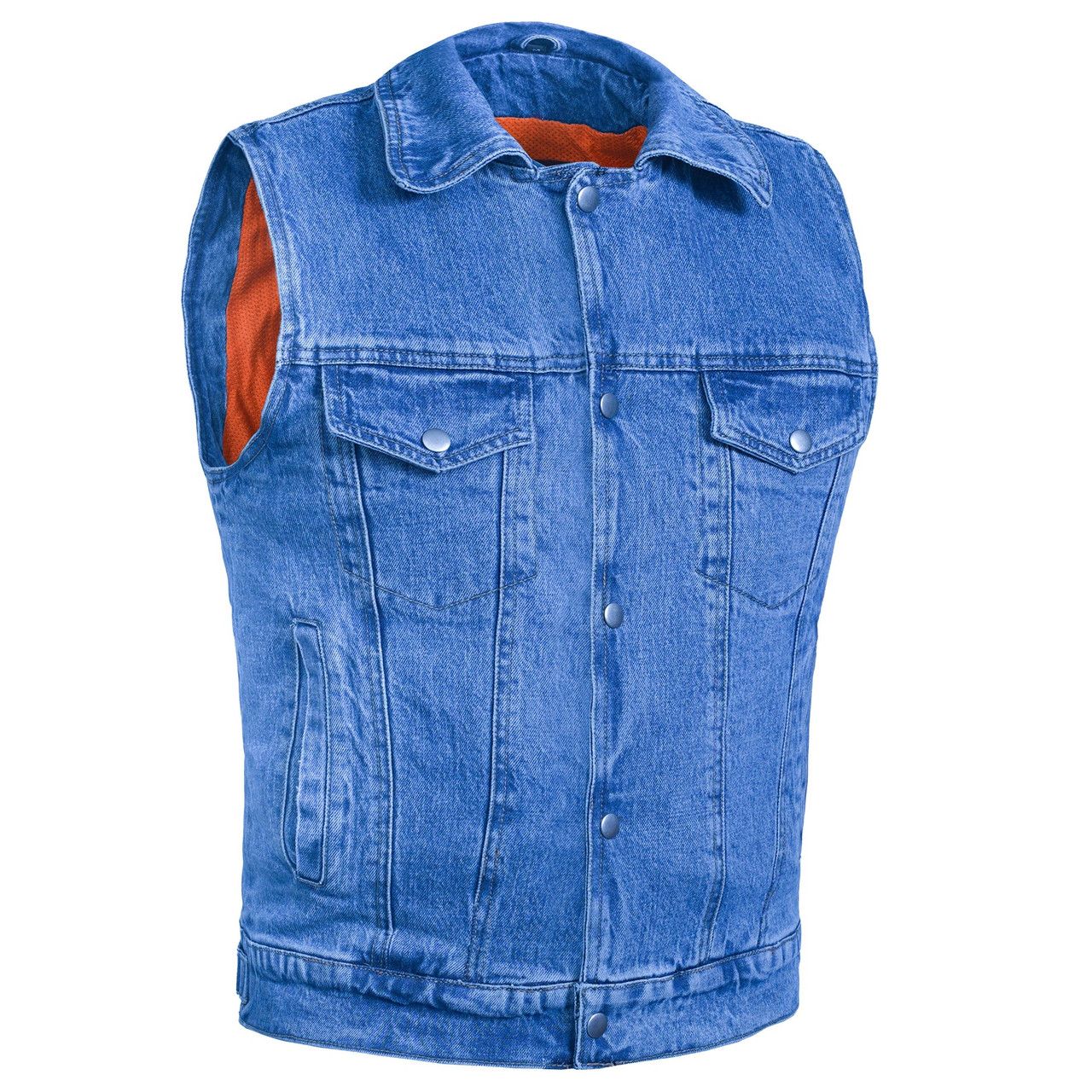 Blue Denim Motorcycle Vest - Men's - Up To 6XL - Blackguard