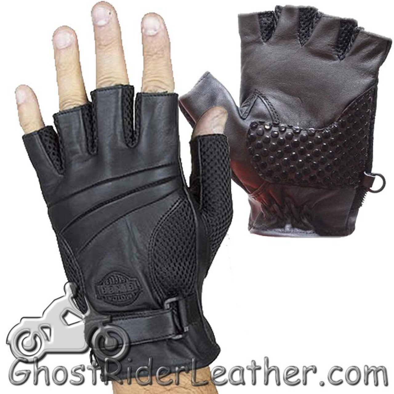 Ladies Fingerless Leather Gel Padded Palm Gloves