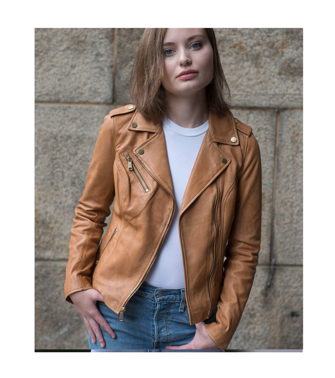 Rockstar - Women's Leather Jacket XL / Oilsand