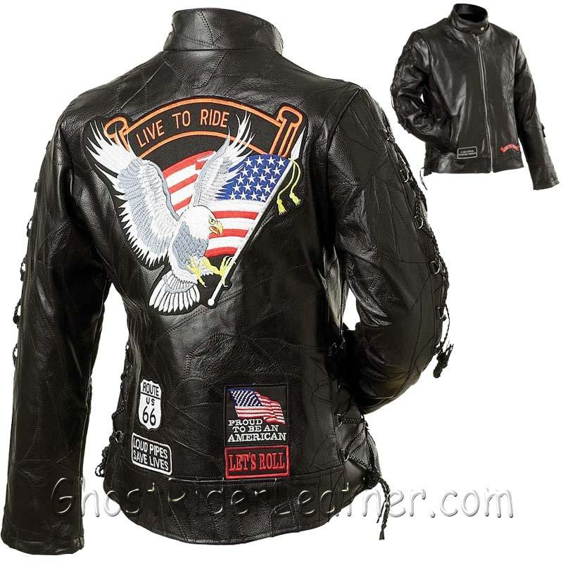 Patchwork Leather Motorcycle Jacket 