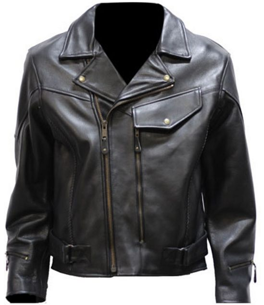 Men's Braided Pistol Pete Leather Motorcycle Jacket - SKU MJ708-SS-DL