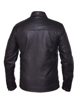 Men's Leather Shirt Jacket - Rub Off Brown - 867-RUB-UN.