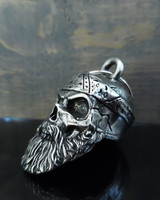 Old School Biker Skull - Pewter - Motorcycle Gremlin Bell - Made In USA - SKU BB96-DS