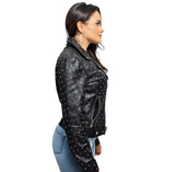 Black Leather Motorcycle Jacket - Women's - Handcrafted Studs - Claudia - WBL1723-FM