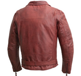 Men's Oxblood Leather Motorcycle Jacket - Armor Pockets - Fillmore - FIM208CDLZ-OX-FM