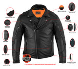 Leather Biker Jacket - Men's - Modern - Longer - Beltless - DS794-DS