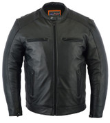 Men's Leather Cruiser Jacket - Concealed Carry Gun Pockets - DS735-DS. Up To Size 6XL