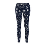 Sun Moon Stars - White on Midnight Blue - Women's Cut & Sew Casual Leggings (AOP)