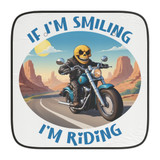 If I'm Smiling I'm Riding - Multiple Colors and Blue Text on White - Car Sun Shades