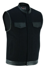 Denim and Leather Vest - Men's - Up to Size 6XL - VB914L-VL