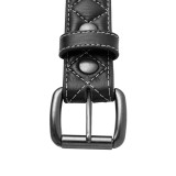 Leather Belt - Men's - Black with White Stitching - Double Diamond - FIMB16012-BLKWH-FM