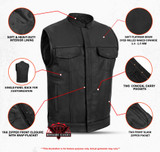 Leather Vest - Men's - Motorcycle Club - Up To 5XL, 6XL, 7XL, 8XL, 9XL, 10XL, 11XL, and 12XL - PICK-RC