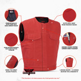 Canvas Motorcycle Vest - Men's - Red - Up To 6XL - Rustmark Blaze - LAVA-RACER-RC