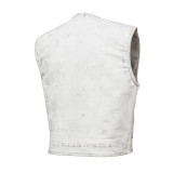 Canvas Motorcycle Vest - Men's - Weathered White - Up To 6XL - Blaze Scorcher - RAVAGE-RC