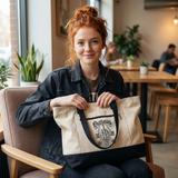 Canvas Tote Bag - 'Outlaws' Vintage Skull Zippered Tote