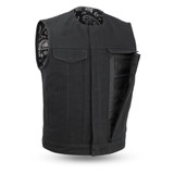 Fairfax V2 - Men's Motorcycle Canvas Vest - SKU FIM633CNVS-FM