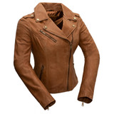 Leather Motorcycle Jacket - Women's - Sangria or Autumn - Harper - WBL1393-WB