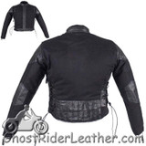 Kids Black Denim and Leather Motorcycle Jacket with Side Laces - SKU GRL-KD345-DL