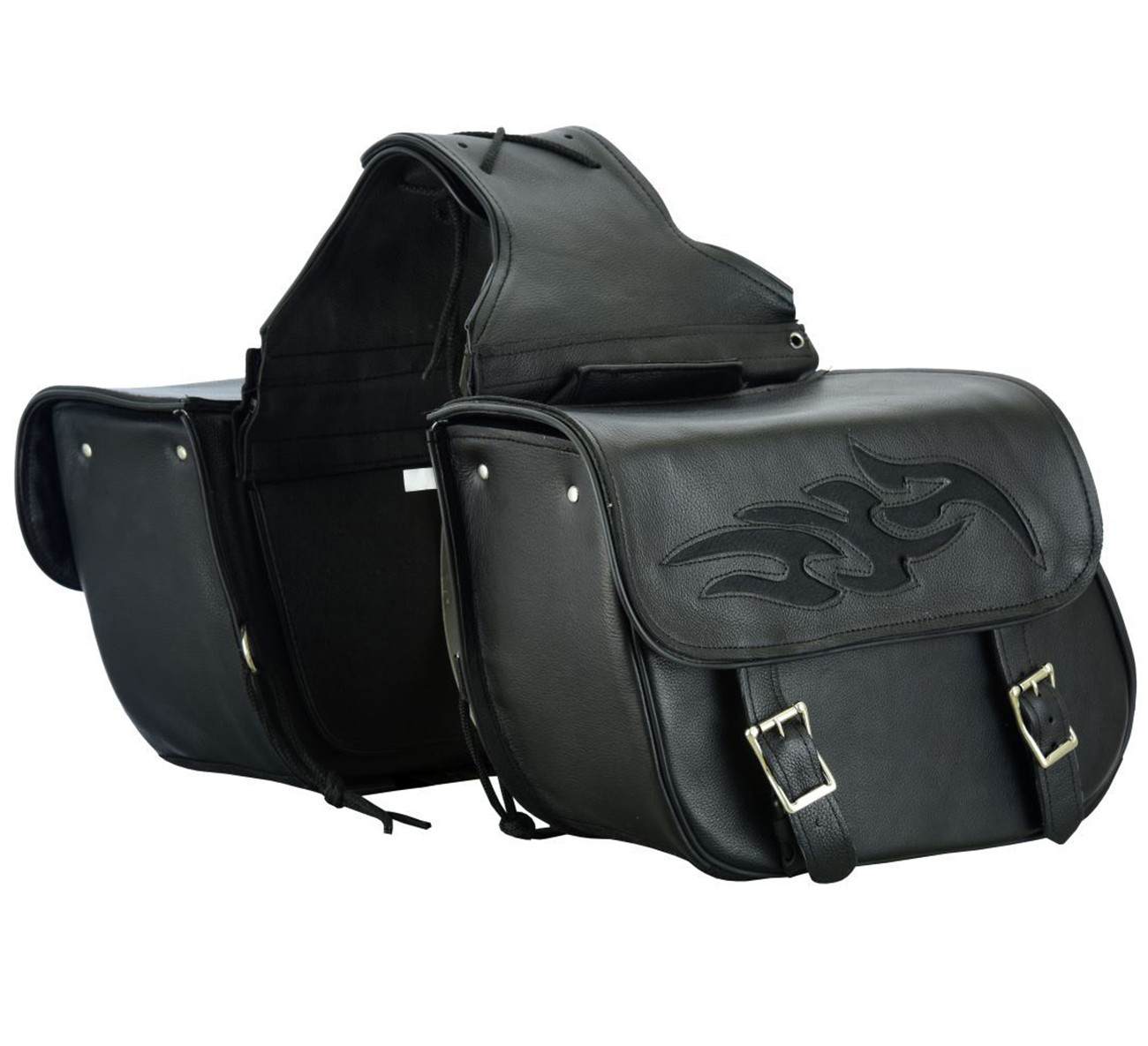 Saddlebags Leather Flame Gun Holster Motorcycle SDFLAME