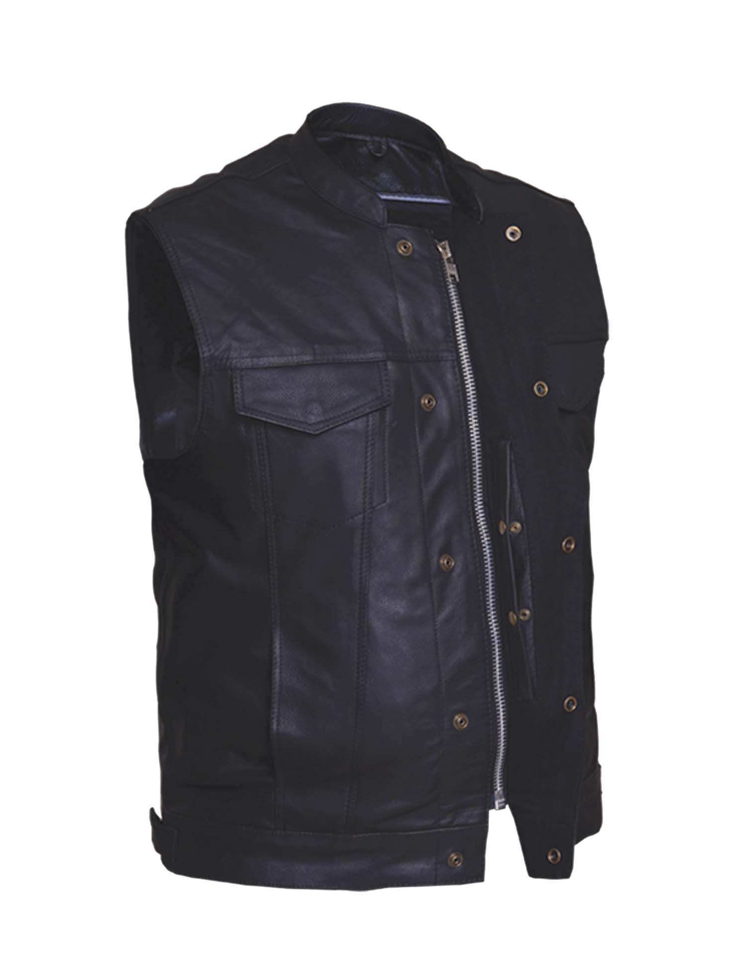 UNIK Men's Biker SOA Style Club Leather Vest SKU 7402ZPUN