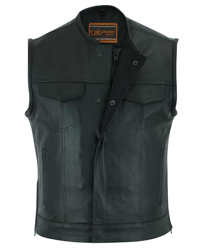 Leather Motorcycle Vest Men's Gun Pockets Up To 12XL Big and