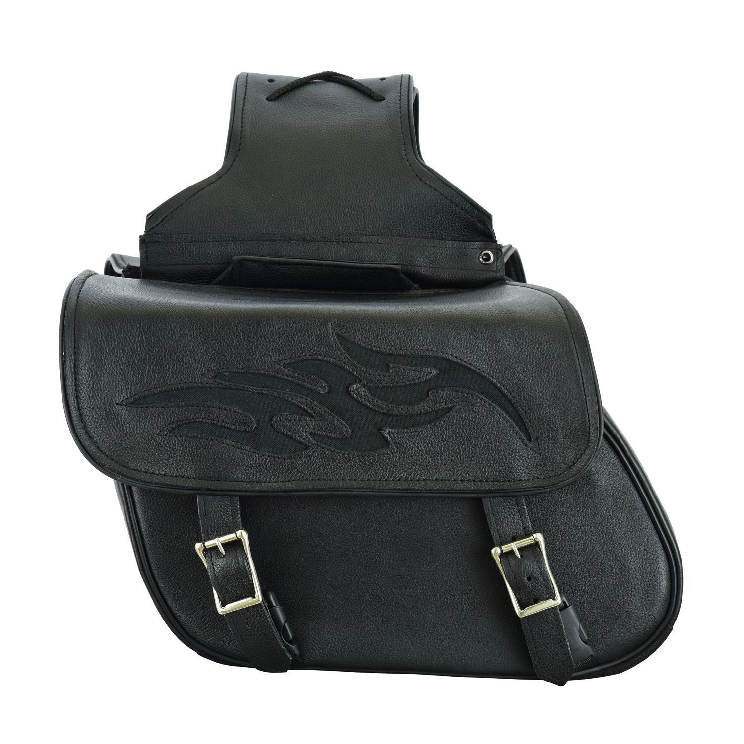 Saddlebags Leather Flame Gun Holster Motorcycle SDFLAME