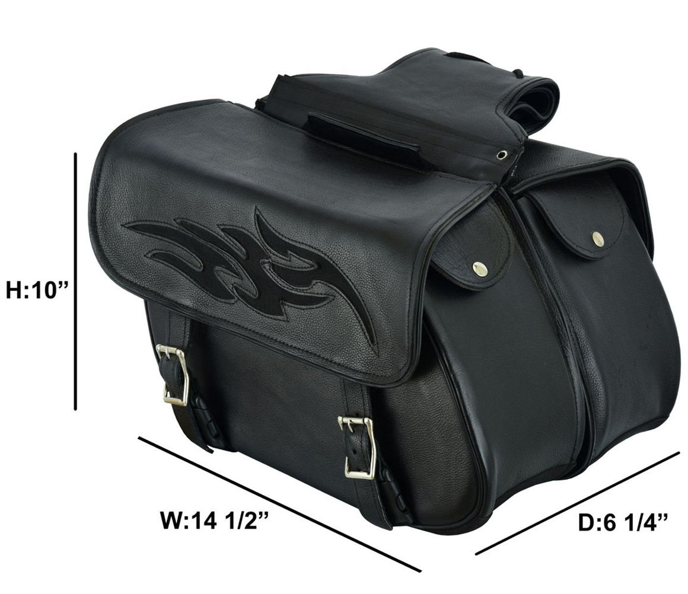 Saddlebags Leather Flame Gun Holster Motorcycle SDFLAME