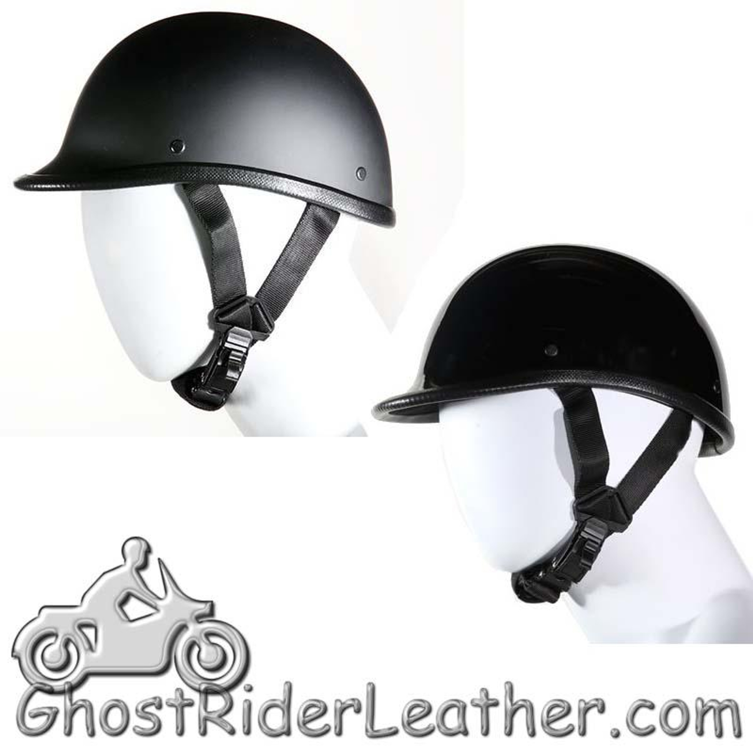 Novelty Motorcycle Helmet - Gloss Black - Jockey Polo - BOGO, You Get