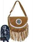Brown Suede Leather Purse - Beads - Long Fringe - Western Cowgirl - Native American Style Handbag - AL3316-AL