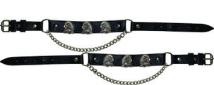 Pair of Biker Boot Chains - Eagle With USA Flag - Motorcycle - BC15-DL